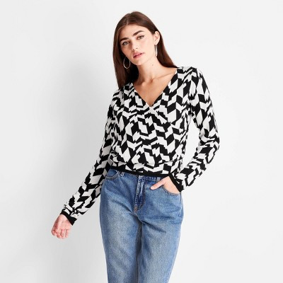 Women's Asymmetrical V-Neck Pullover Crop Sweater - Future Collective™ with Kahlana Barfield Br... | Target