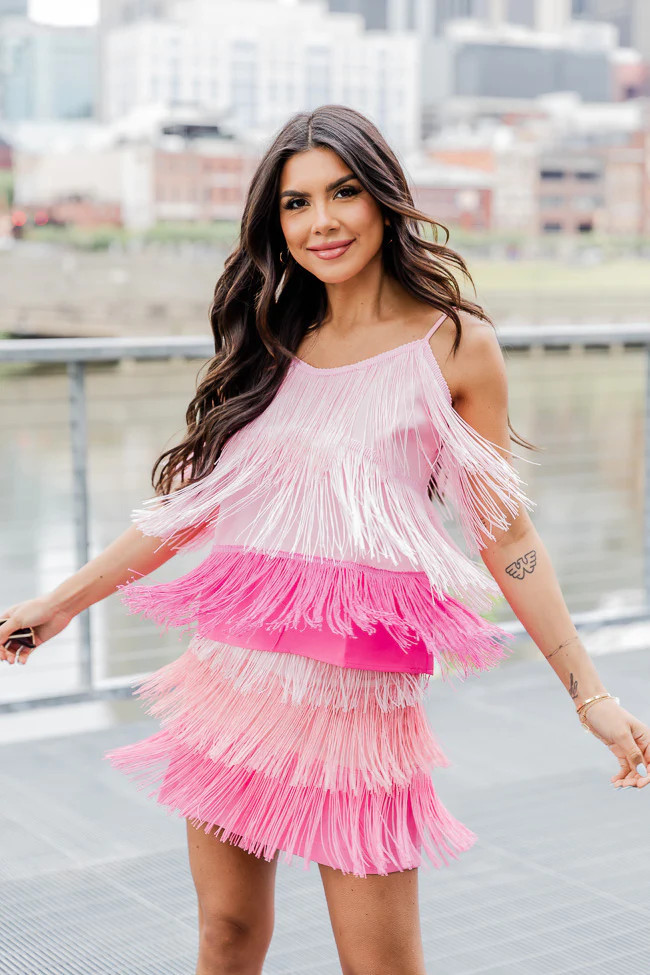 Meet Me In The Afterglow Pink Fringe Tassel Tank | Pink Lily