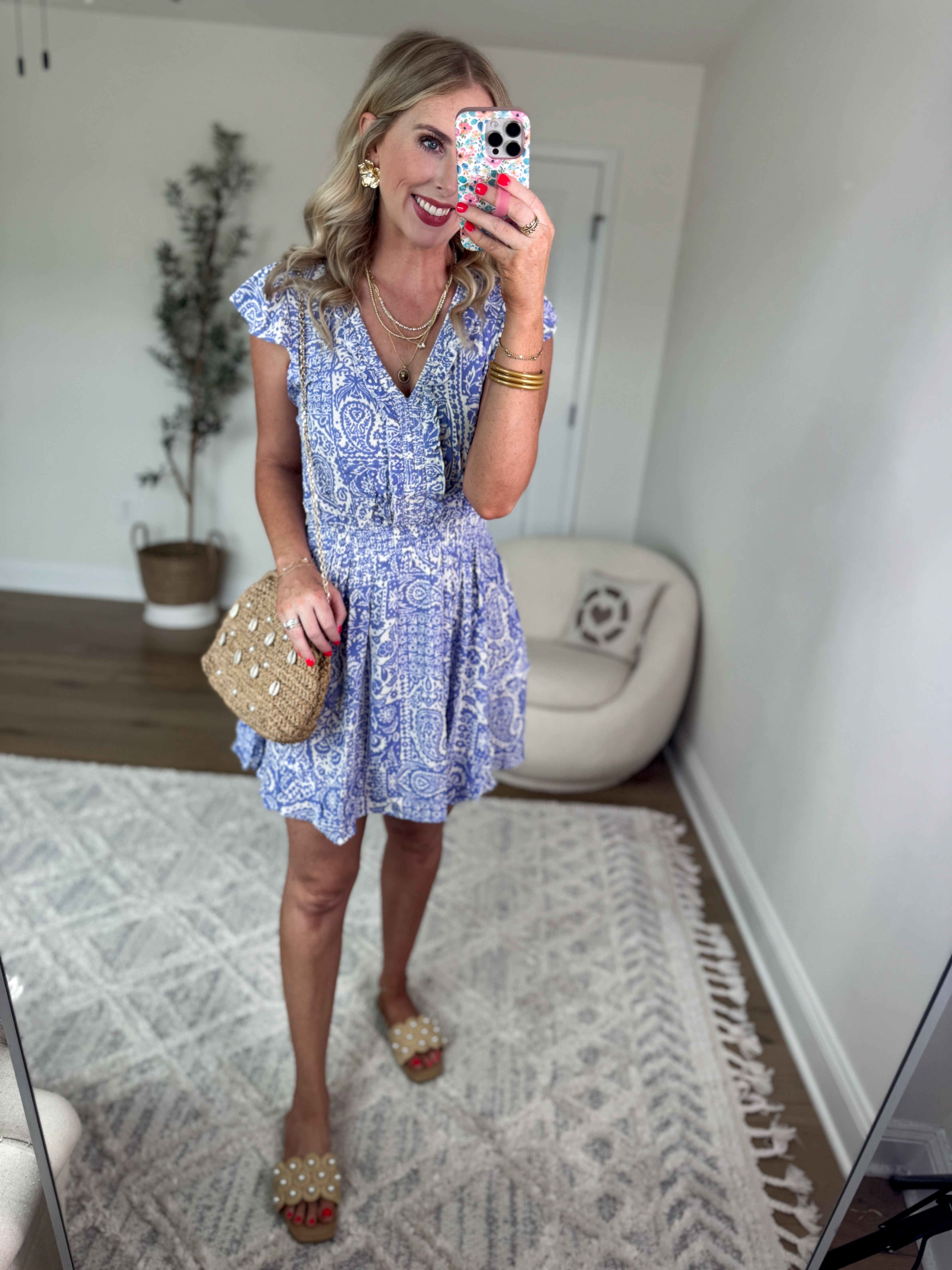 Weekend Walmart Wins try on
Blue and white print smocked waist dress- medium 

#LTKStyleTip #LTKFindsUnder50 #LTKSeasonal