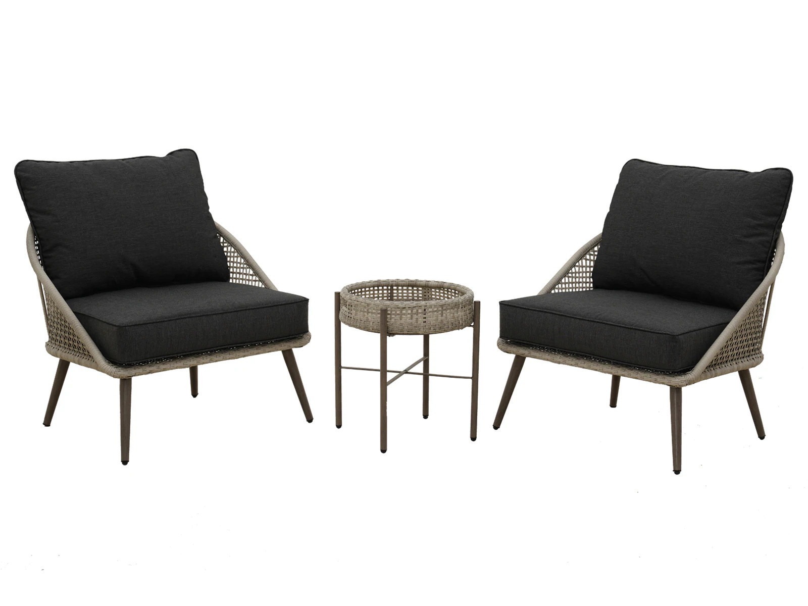 Origin 21 Plymouth Cove 3 -Piece Wicker Patio Conversation Set with Gray Cushions | 722.112-12 | Lowe's