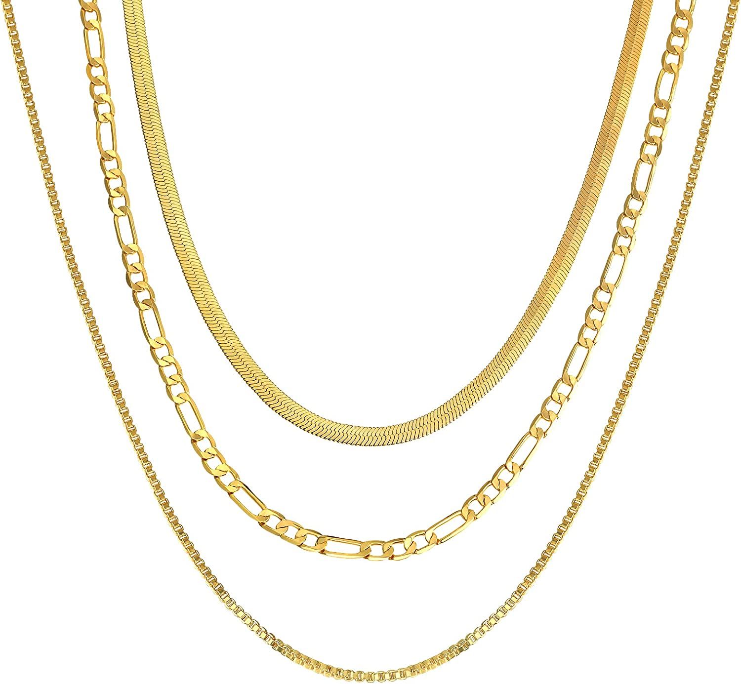 CHESKY 14K Gold/Silver Plated Snake Chain Necklace Herringbone Necklace Gold Choker Necklaces for Wo | Amazon (US)