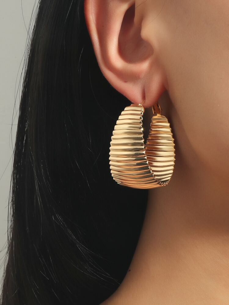 Textured Metal Hoop Earrings | SHEIN