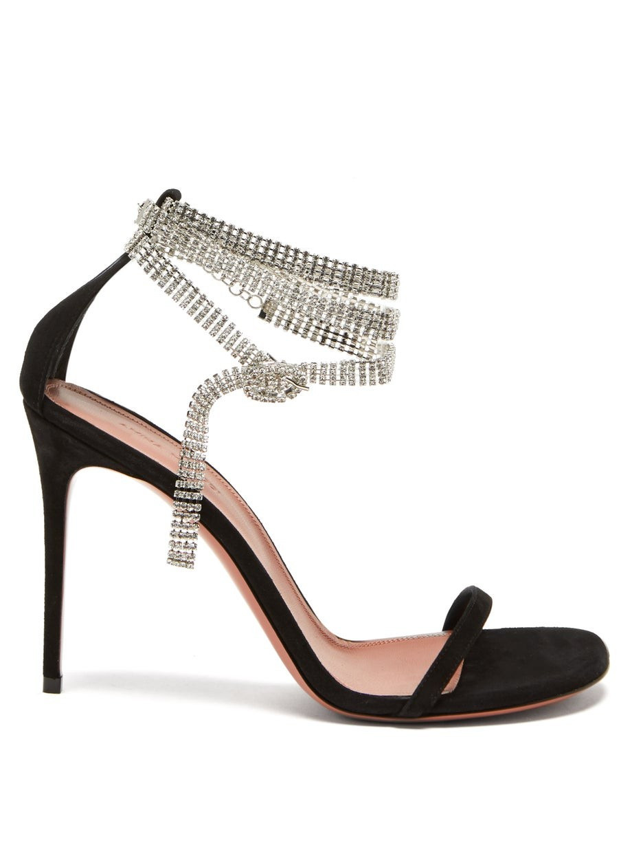 Georgia crystal-strap suede wrap sandals | Amina Muaddi | Matches (US)