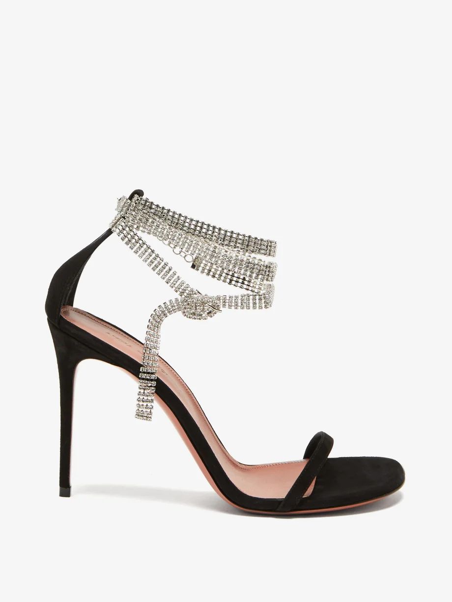 Georgia crystal-strap suede wrap sandals | Amina Muaddi | Matches (US)