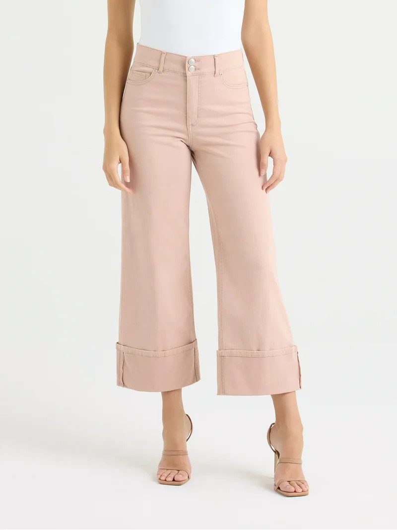 Sofia by Sofia Vergara Women's and Women's Plus Margot Wide Crop Super High Rise Jeans, 27" Insea... | Walmart (US)