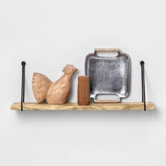 Wood Wall Shelf with Hanging Wire Natural/Black - Threshold™ | Target
