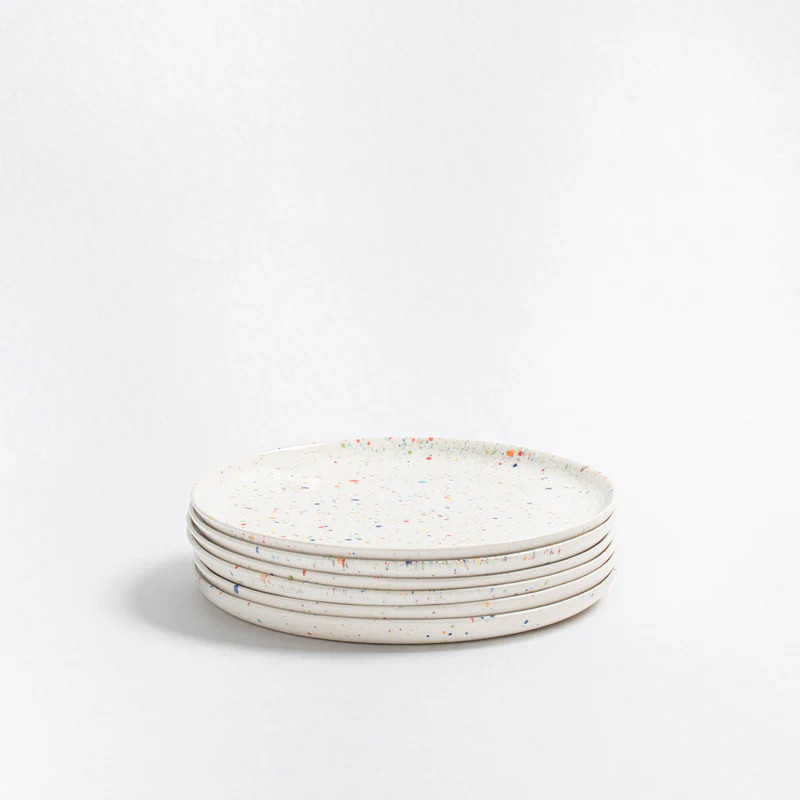 White Stoneware Ceramic Salad Plates, 8.9", Set of 6 | Plow & Hearth
