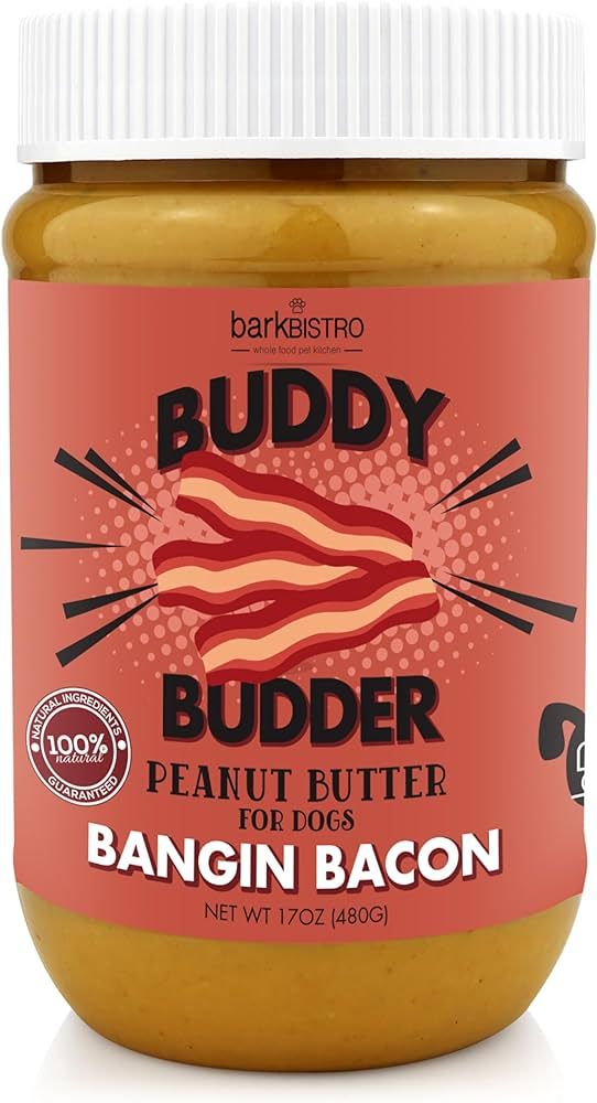 BUDDY BUDDER Bangin Bacon, 100% Natural Dog Peanut Butter, Healthy Peanut Butter Dog Treats, Stuf... | Amazon (US)