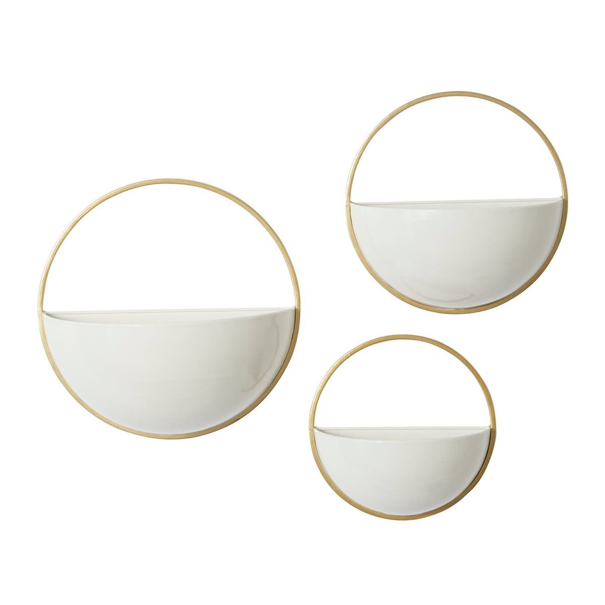 Set of 3 Metal Wall Planters White/Gold - Olivia & May | Target