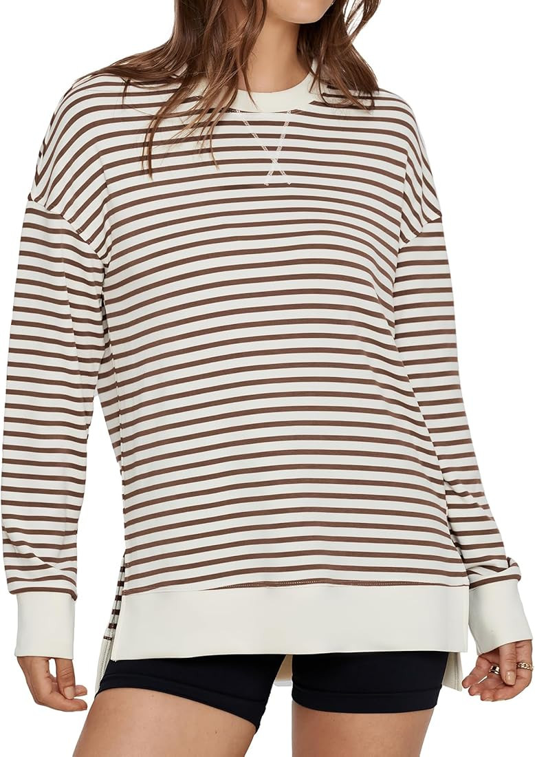 Glamaker Women's Long Sleeve Crewneck Sweatshirt Air Essentials Soft Loose Pullover Sweatshirts | Amazon (US)