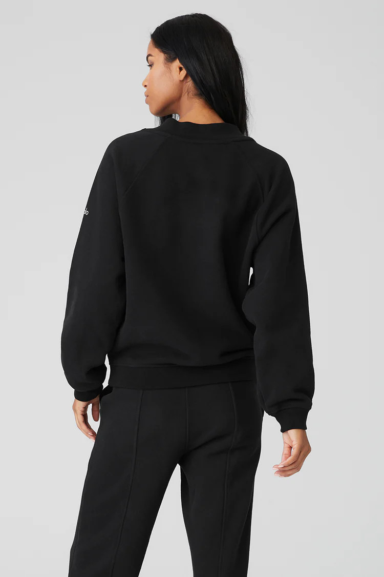Heavy Weight Free Time Crew Neck Pullover - Black | Alo Yoga (US)