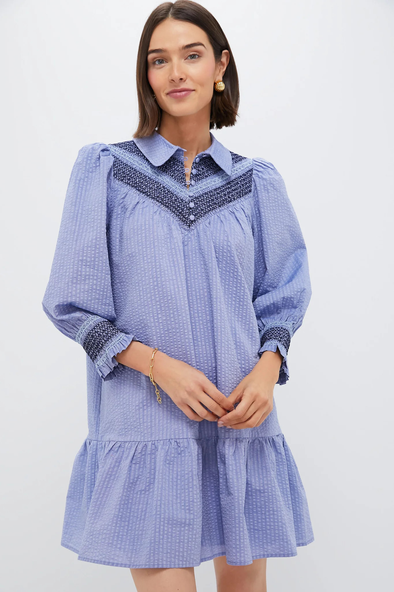 Blue Seersucker Smocked Venice Dress | Tuckernuck (US)
