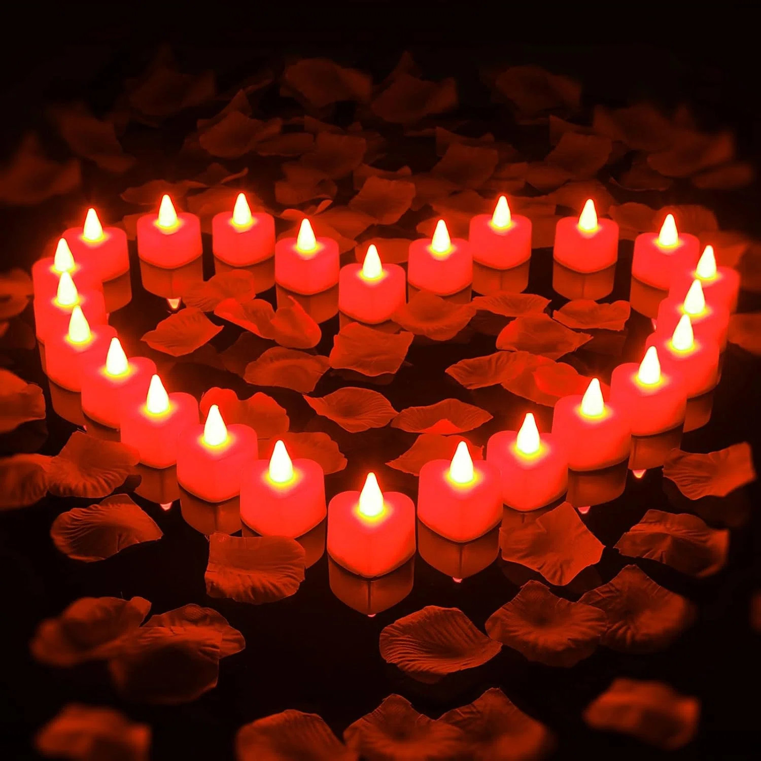 24 Pieces Heart Candle Lights For Bedroom Romantic Decorations For Special Night, Red Heart Candl... | Wayfair North America