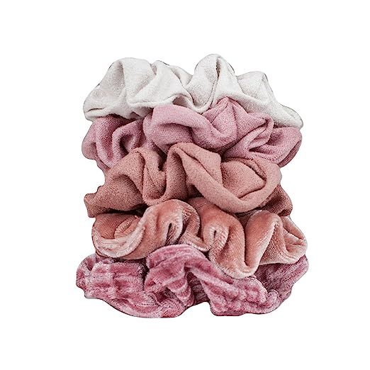 Velvet Hair Scrunchies for Women- 5 pack Velvet Scrunchie for Ponytails, Braids and Buns (Matte V... | Amazon (US)