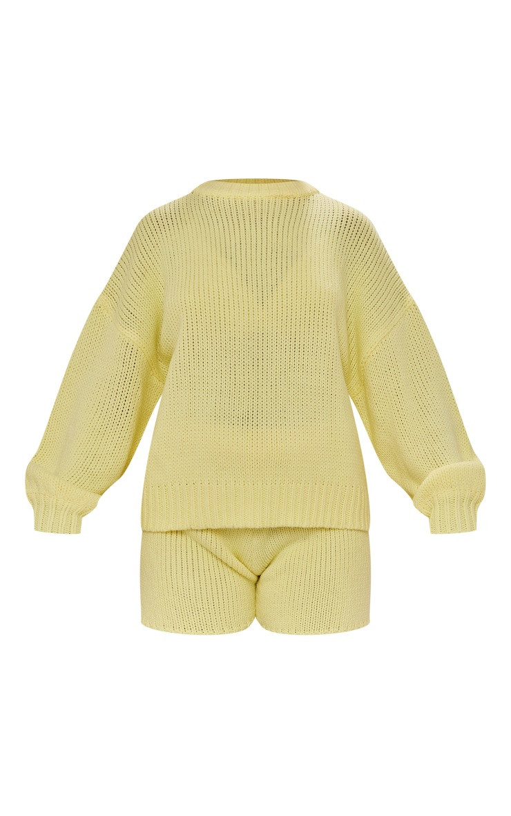 Lemon Chunky Knit Sweatshirt & Shorts Set | PrettyLittleThing US