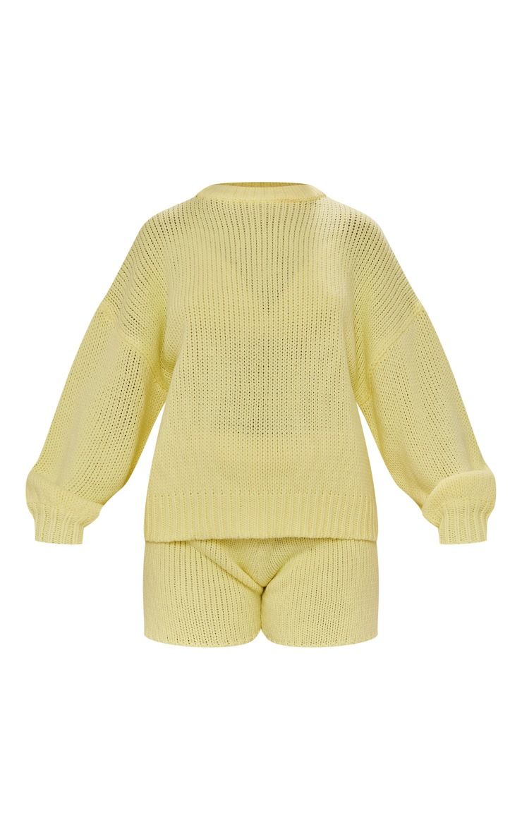 Lemon Chunky Knit Sweatshirt & Shorts Set | PrettyLittleThing US