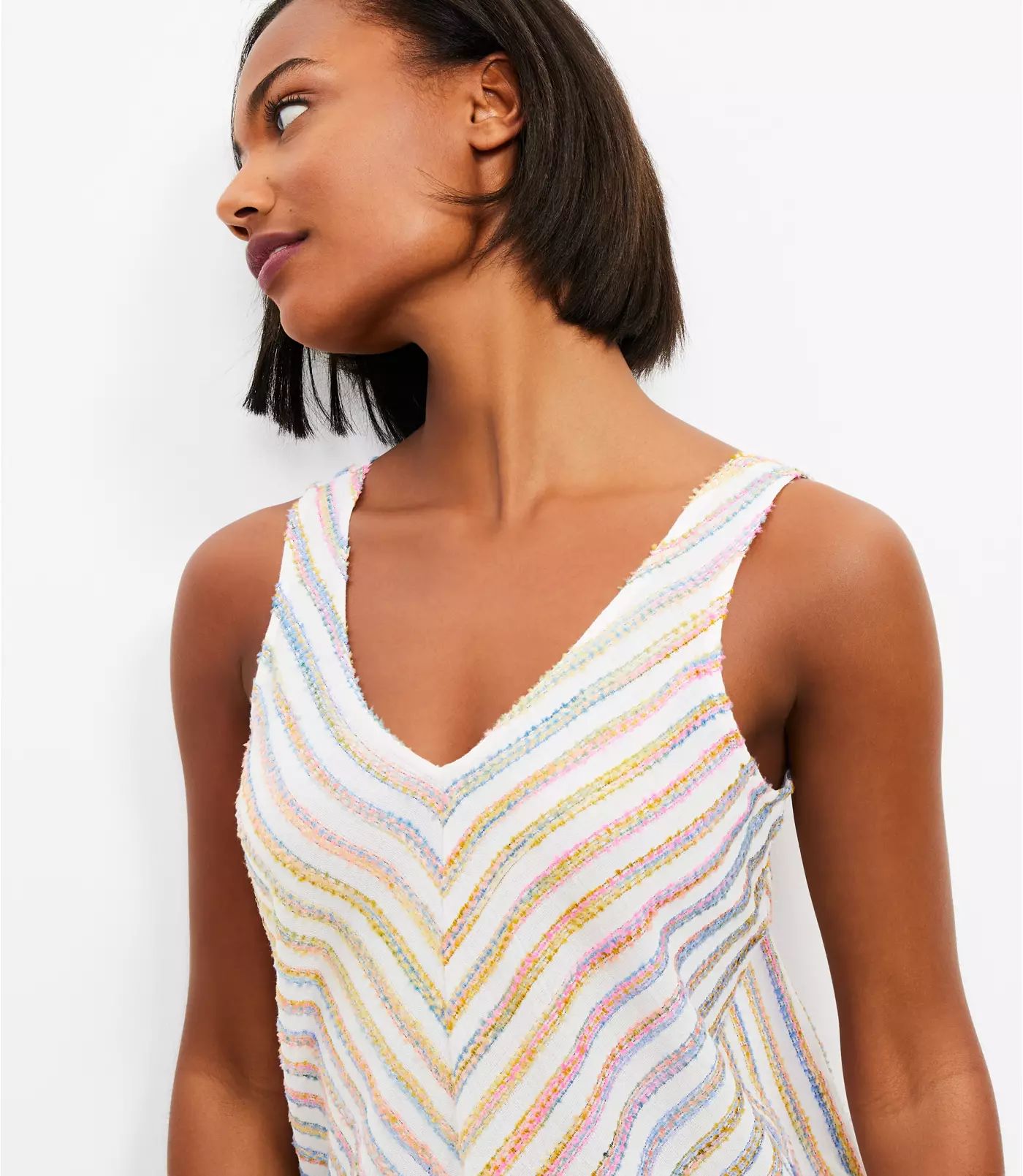 Lou & Grey Rainbow Stripe Double V Tank Top | LOFT | LOFT