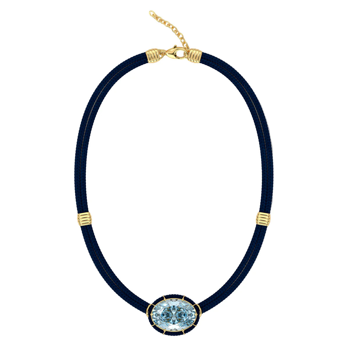 Blue Topaz Silk Cord Pendant, Navy Blue Cord | Over The Moon