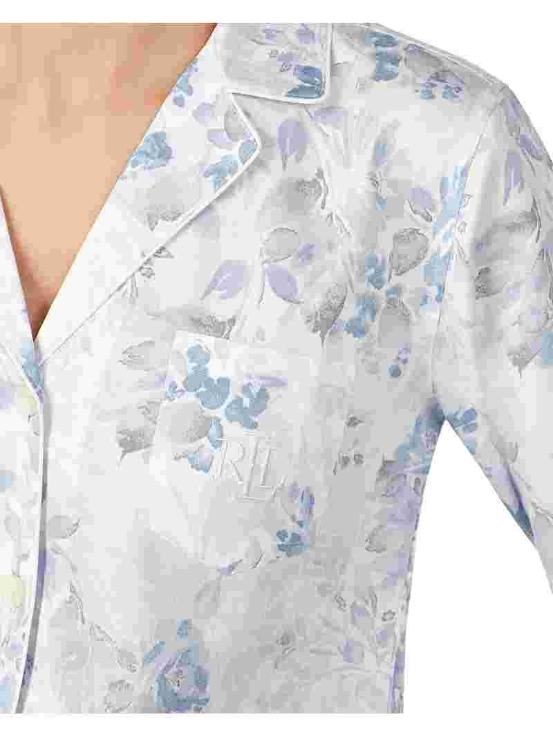 Lauren Ralph Lauren Cotton Floral-Print Pajama Set, Blue Flowers, Size Small | Walmart (US)