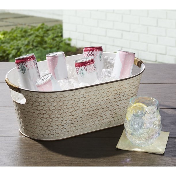Better Homes & Gardens Farmhouse-Style White Galvanized Oval Tub, Small Size | Walmart (US)