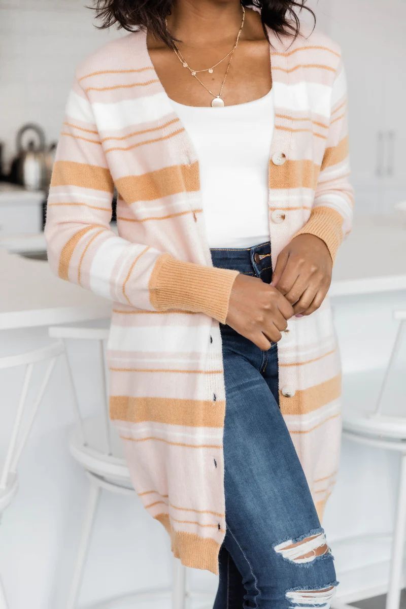 Our Love Story Striped Cardigan DOORBUSTER | The Pink Lily Boutique