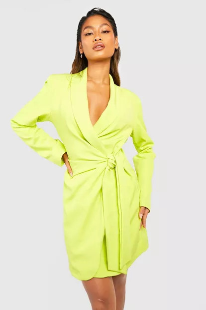 Tie Waist Tailored Blazer Dress | Boohoo.com (US & CA)