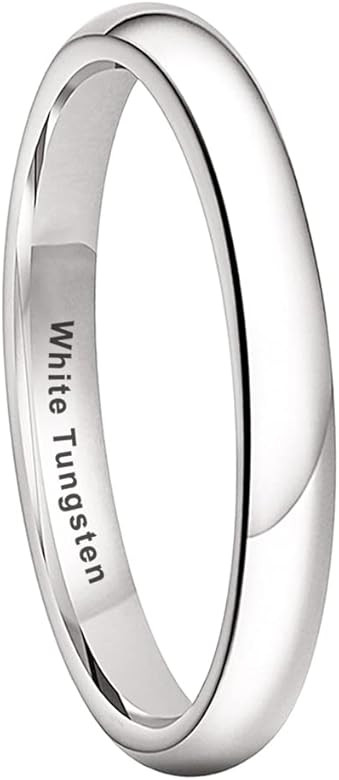 TUTISS 3mm 4mm 5mm 6mm 7mm 8mm 10mm White Tungsten Rings for Men Women Engagement Wedding Bands D... | Amazon (US)