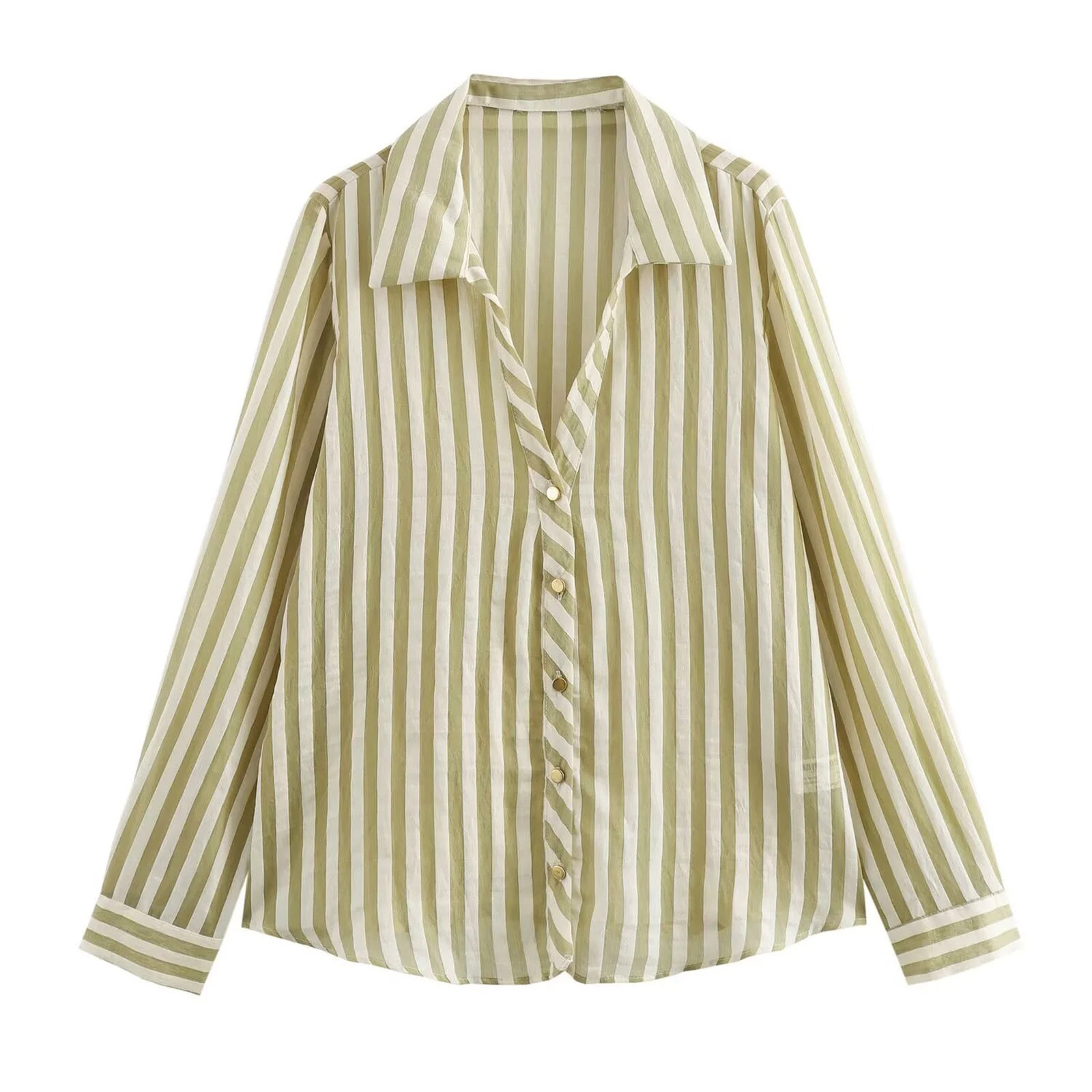 SHTXOZHI Womens Striped Button Down Shirts Long Sleeve Collared Blouses Color Block Loose Tops | Walmart (US)