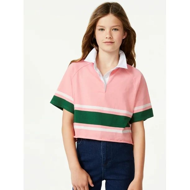 Free Assembly Girls Rugby Stripe Polo Shirt, Sizes 4-18 - Walmart.com | Walmart (US)