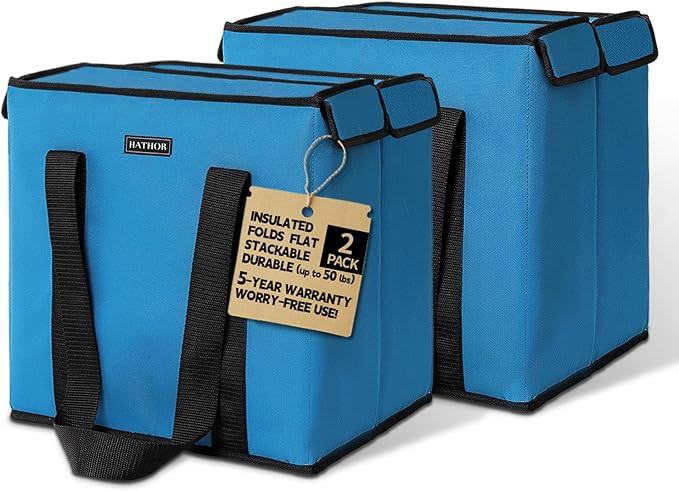 HATHOR Hot Cold Insulated Grocery Bags Reusable Stackable Collapsible Foldable Cooler Boxie Bag S... | Amazon (US)