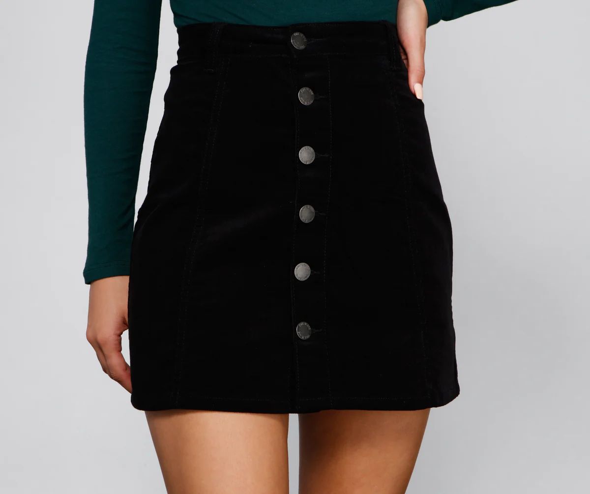 Endless Chic Button Down Corduroy Mini Skirt | Windsor Stores
