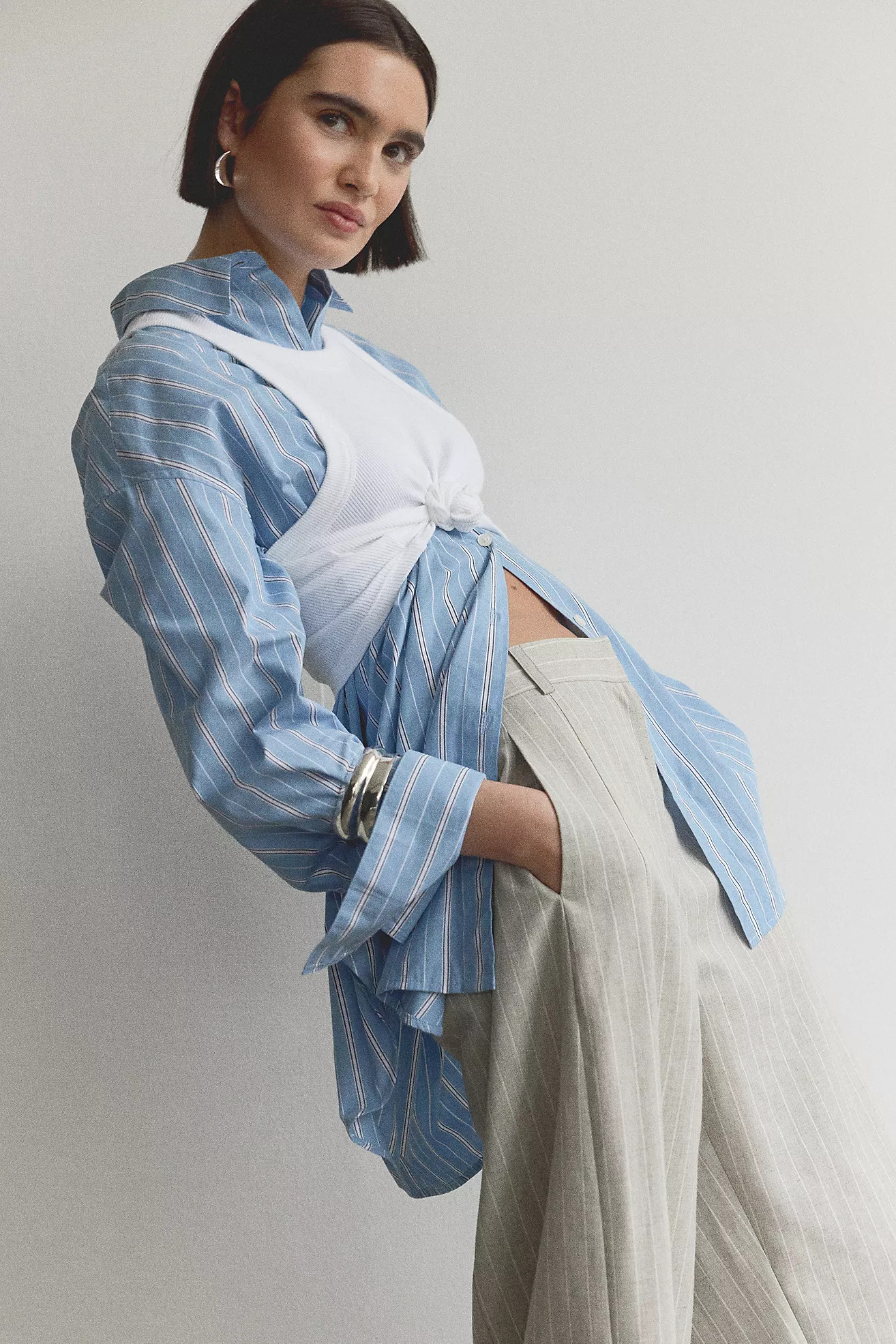 By Anthropologie Aiden Stripe Barrel Trousers | Anthropologie (UK)
