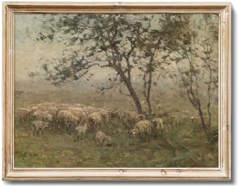 RETRART Vintage Spring Sheep Wall Art Sheep Wall Decor, Rustic Landscape Painting for Living Room... | Amazon (US)