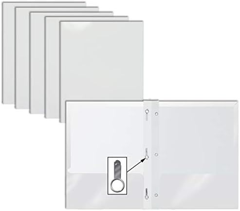 2 Pocket Glossy White Paper Folders with Prongs, 25 Pack, by Better Office Products, Letter Size,... | Amazon (US)