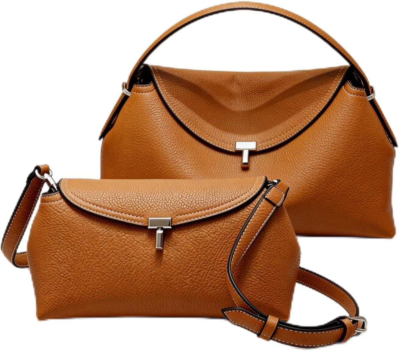2PCS Woman Handbag Luxury Leather Underarm Shoulder Casual Tote Lady Soft Bucket Bag | Amazon (US)