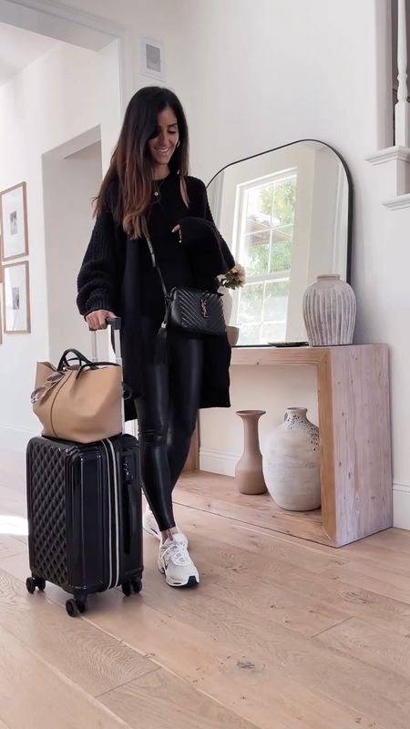 Cozy chic travel outfit ✈️ I’m just shy of 5-7” wearing the size XS cardigan and I size up to a S in faux leather leggings!

#LTKfindsunder100 #LTKstyletip #LTKtravel