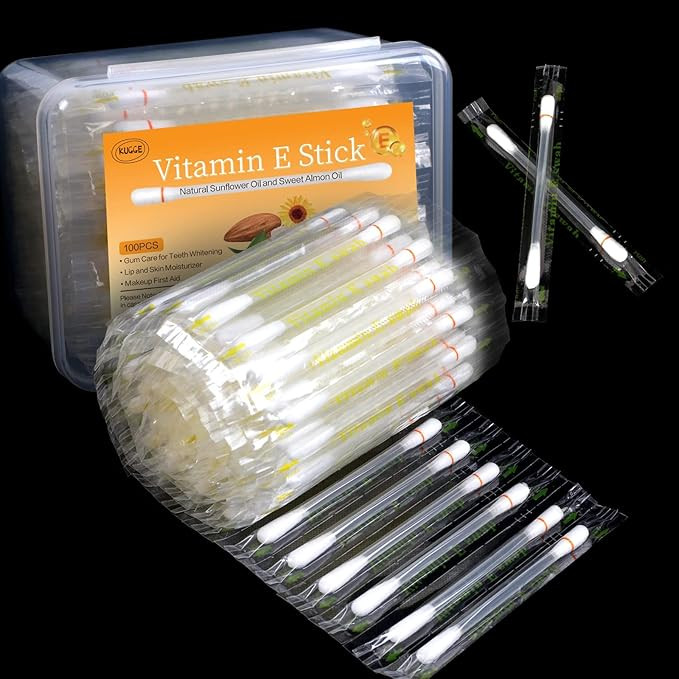 100PCS Vitamin E Stick Swab, Kugge Disposable VE Lip Oil Q-tip with Free Storage Case, for Teeth ... | Amazon (US)