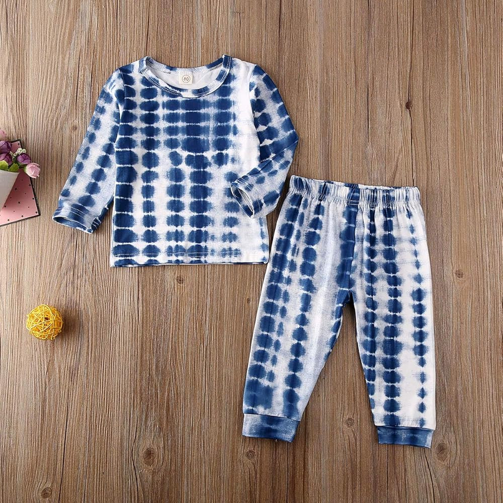 Toddler Kids Baby Girl Boy Tie-Dye Pajamas Outfit Long Sleeve Crewneck Shirt Tops Pants 2Pcs Clot... | Amazon (US)