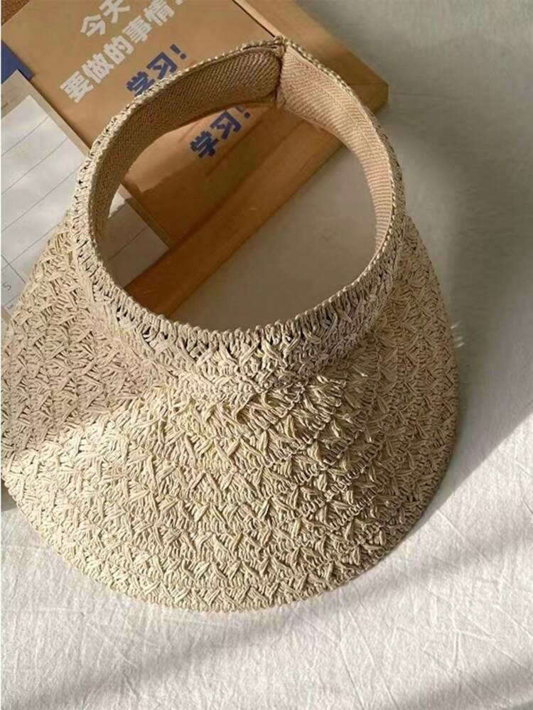 1pc Women Solid Sun Protection Visor Straw Hat For Summer
       
              
              $7... | SHEIN