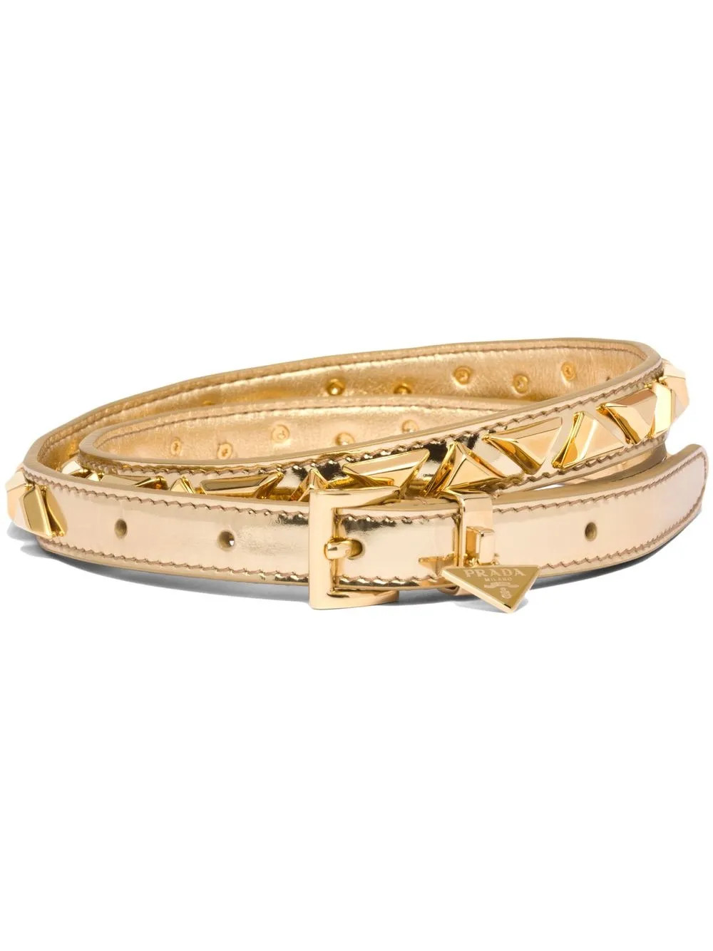 Prada - Cinto de couro com tachas - mulher - couro de bezerro/Cobre - 80 - Dourado | Farfetch (BR)
