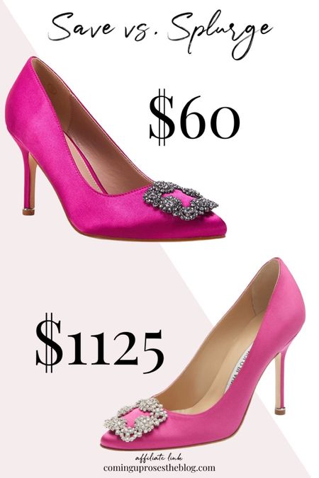 Save vs splurge! Satin Manolo Blahnik pumps vs rhinestone heels from Amazon! 💕

Satin shoes // rhinestone shoes // Manolo Blahnik inspired shoes // wedding shoes // wedding guest shoes // pink heels 

#LTKFind #LTKunder100 #LTKshoecrush