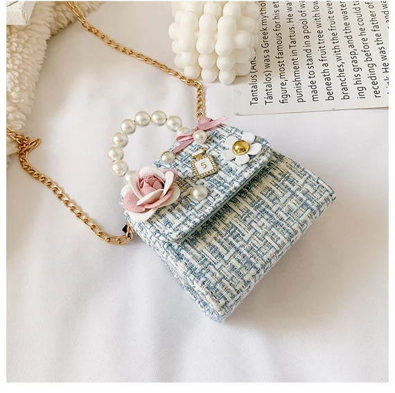 Girl Kids Cute Stylish Fashion Mini Pearl Tweed Plaid Flower - Etsy | Etsy (US)