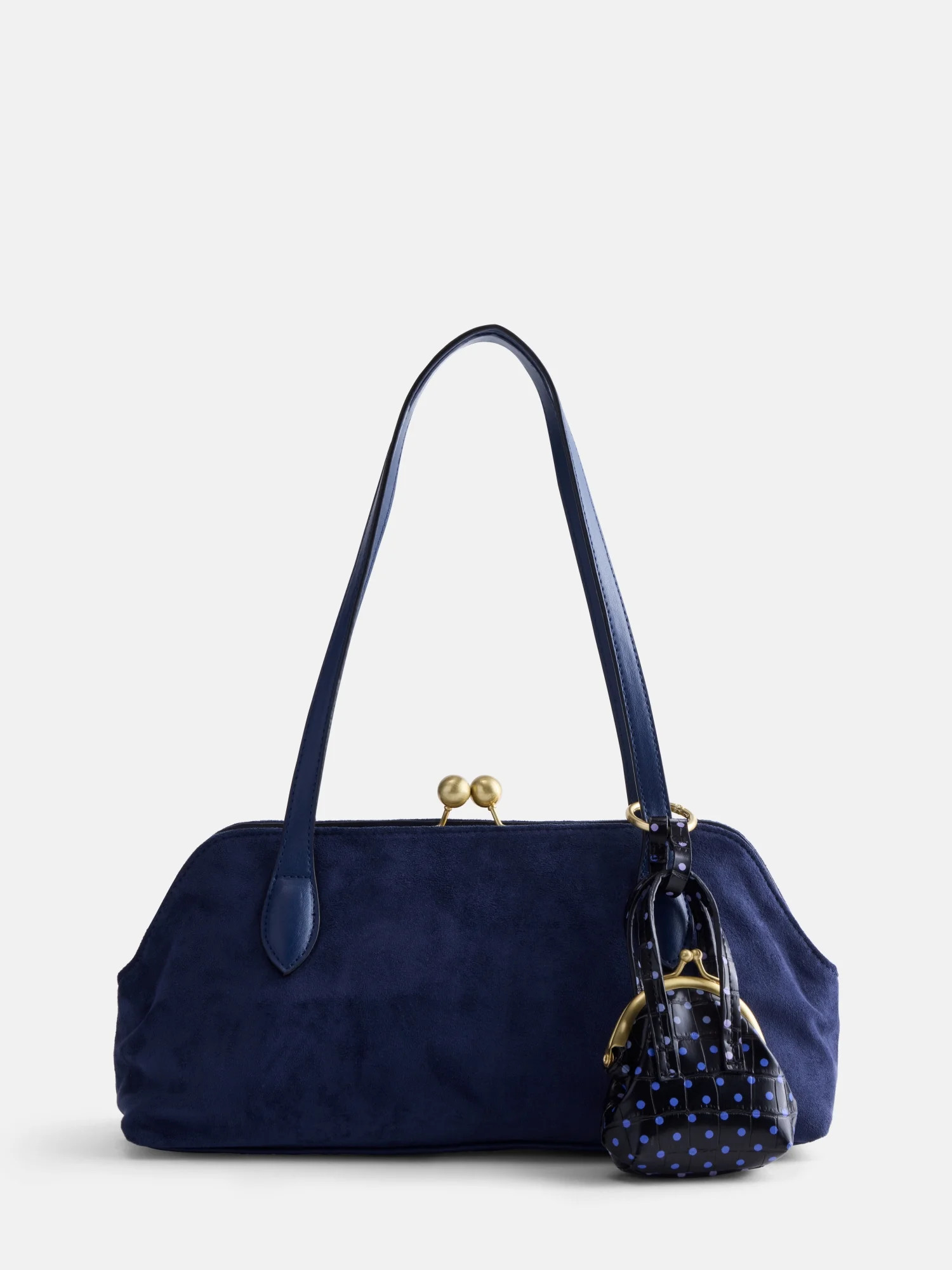 Free Assembly Women's Faux Suede Shoulder Bag with Mini Bag Charm, Dusty Rose | Walmart (US)