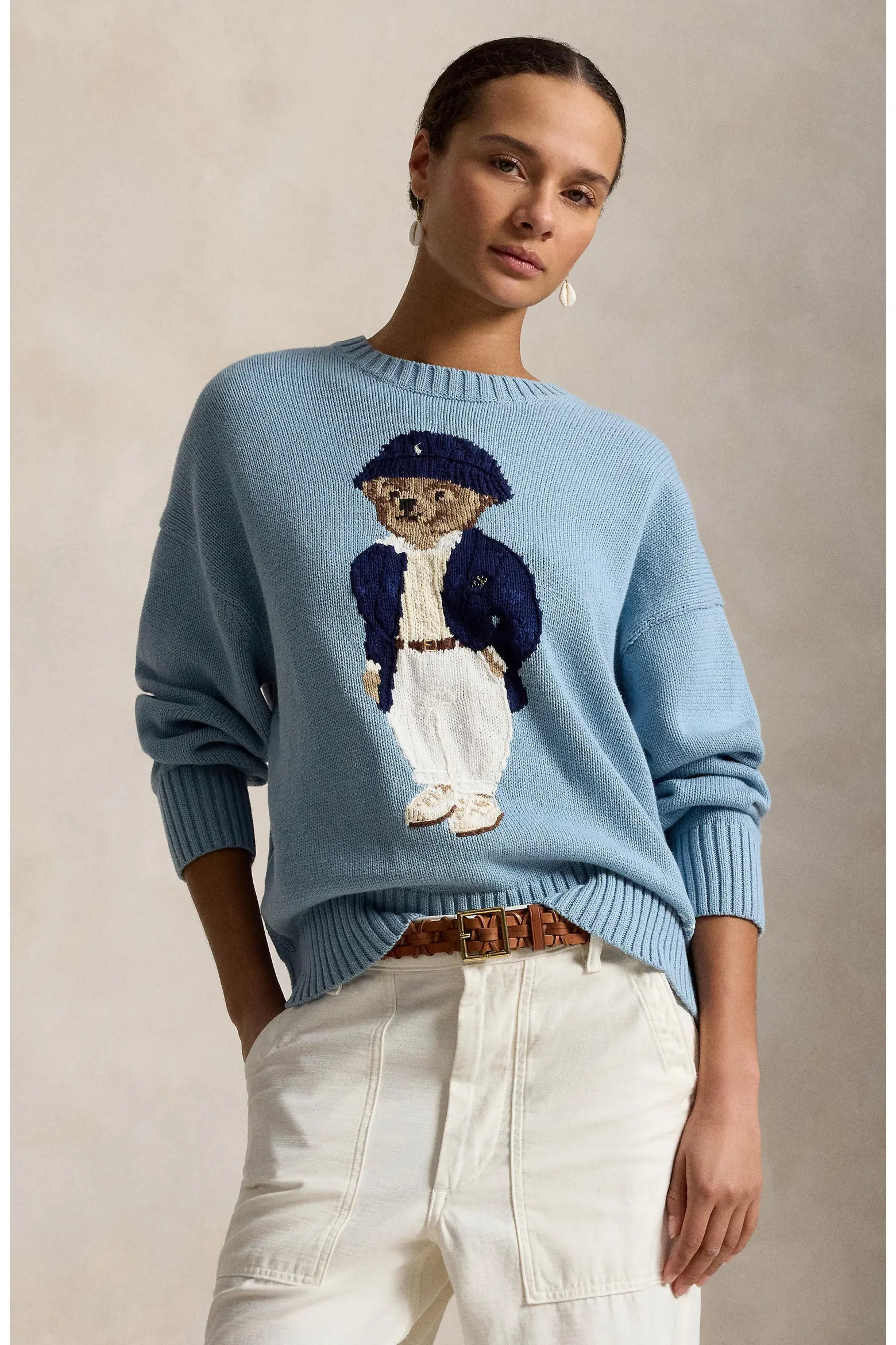 Polo Ralph Lauren Oversize Polo Bear Cotton Sweater (Women) | Nordstrom | Nordstrom