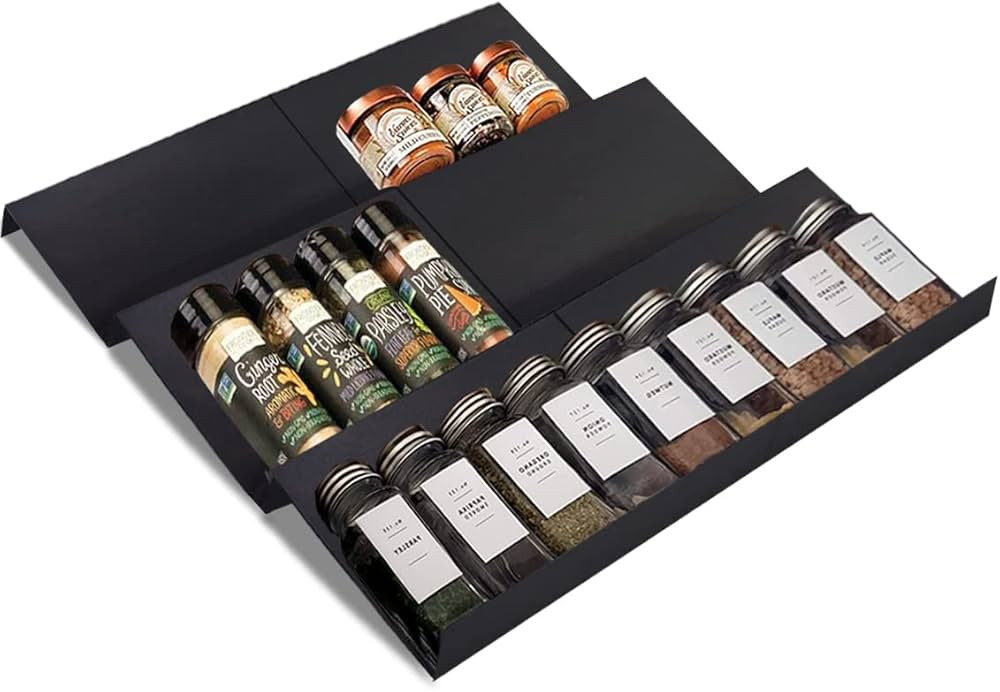 Artibear Expandable Spice Rack Drawer Organizer for Kitchen Cabinets, Set of 6, ABS | Amazon (US)