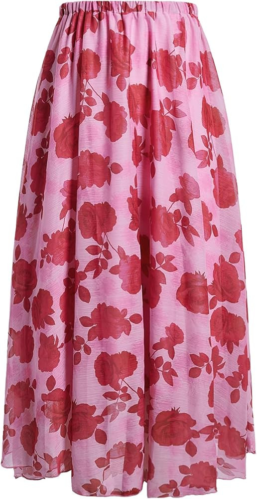 Verdusa Women's Leopard Print Skirt Y2k Goth High Waist Ruffled Pleated Flowy Long Skirts | Amazon (US)