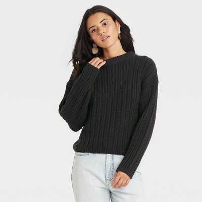 Women&#39;s Crewneck Pullover Sweater - Universal Thread&#8482; Charcoal Gray L | Target