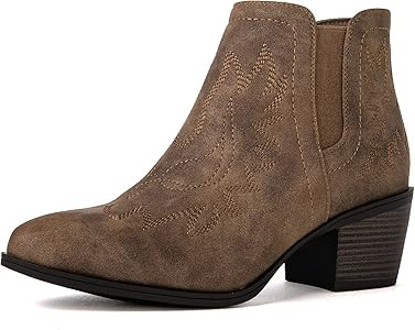 GLOBALWIN Women's Pull On Ankle Boots The Western Cowboy Cowgirl Boots | Amazon (US)