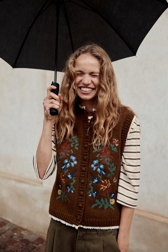 FLORAL JACQUARD KNIT VEST | Zara US