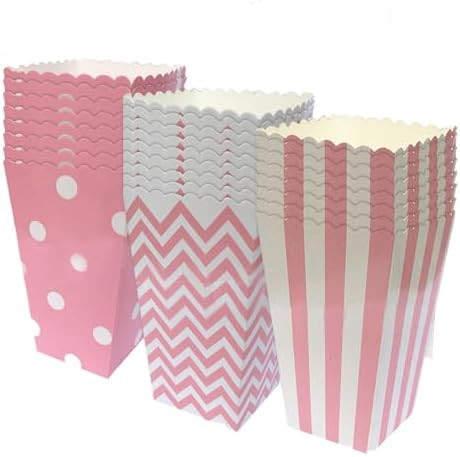 24 Pack Popcorn Boxes, Paper Popcorn Bags, Stripe Printed Paper Popcorn Containers, Movie Night P... | Amazon (CA)